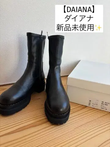 [ 미사용 새상품 ] DIANA 블랙 숏부츠 통굽 크로스 다이애나