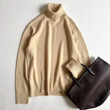 새상품급 베이지 울 캐시미어 터틀넥 니트 세탁 가능 라이트 베이지 2