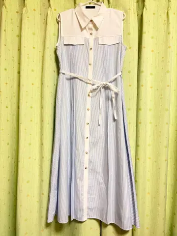 스윙 슬리브리스 셔츠 원피스 스트라이프