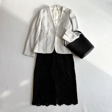 빔즈 디어 트위드 노카라 셋업 졸업식 입학식 L