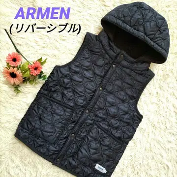 [새상품급] ARMEN 후드 부착 퀼팅 베스트 리버서블 블랙 L