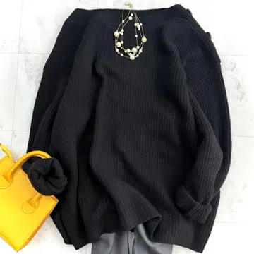 SHIPSany 캐시미어 믹스 보트넥 니트 풀오버 블랙