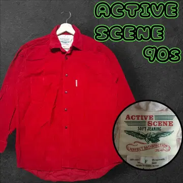 90s ACTIVESCENE 굵은 폭 코듀로이 셔츠 프리 사이즈 레트로