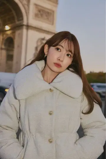 herlipto Gold-Button Tweed Down Jacket