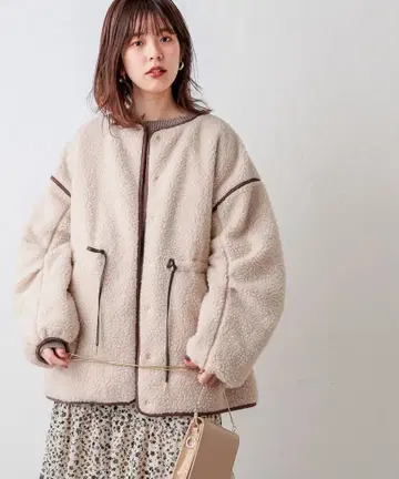 턱 소매 리버서블 보아 블루종