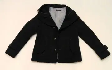 Audience 후드 부착 블랙 울 코트