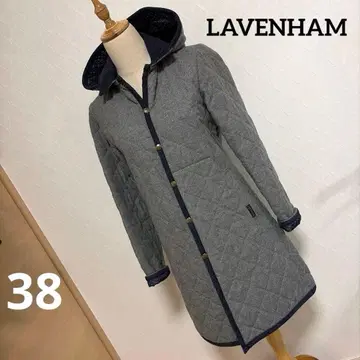 라벤햄 38 울 그레이 퀼팅 자켓 코트 미디엄 기장