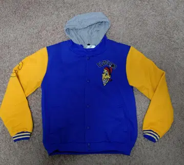 레어품 한국 구매 CLEVELAND 바시티 자켓 후드 부착 블루 옐로우