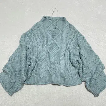 KBF 케이블 니트 알파카 혼방 크롭 Y2K 로우 게이지 두툼 F