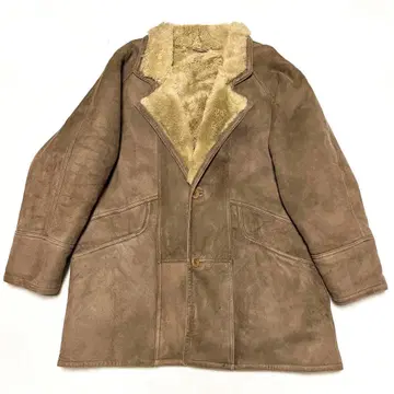 80s 빈티지 리얼 무스탕 코트 불가리아제 L 브라운 브라운