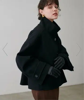 [ LARUTA ] 숏 기장 체스터 니트 멜톤 코트 블랙