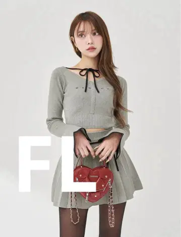 darich 다리치 허리 오픈 리본 디자인 니트 미니 원피스