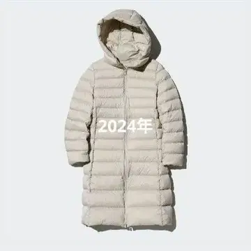 유니클로 울트라 라이트 다운 롱 코트 M 사이즈 베이지 새상품급