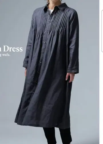 와후 린넨 원피스 미토레루 핀턱 셔츠 드레스 원피스