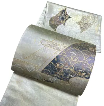 A 191 새상품급 후쿠로 오비 북 박 주름 꽃무늬 순수 실크 기모노