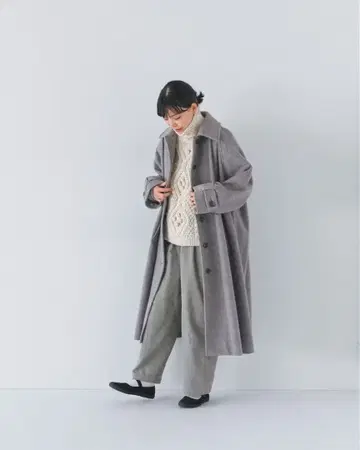 가볍게 흔들리는 울 롱 코트 웜 그레이 M 북유럽 생활 잡화점