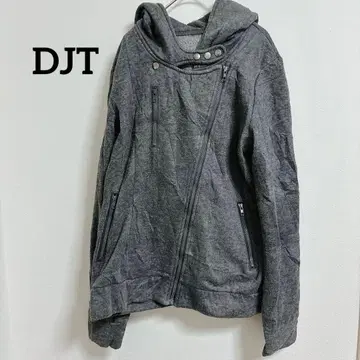 DJT 그레이 후드티 지퍼 백 프린트 후드 부착 속기모