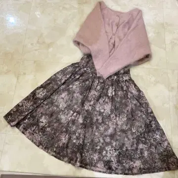 Mystrada (마이 스트라다) 플라워 커팅 스커트 (모카 핑크)