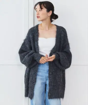 sirin [ ZOZO 한정판 ] 샤기 가디건 다크 그레이