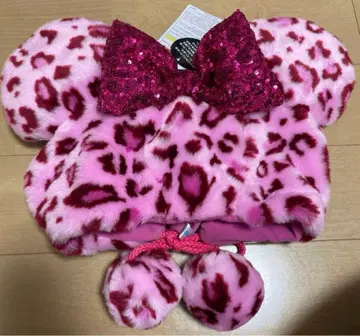 레오파드 무늬 핑크 퍼 캡