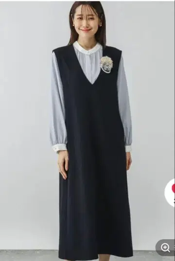 GLOBAL WORK 스고라쿠 스트레치 V넥 점프 스커트