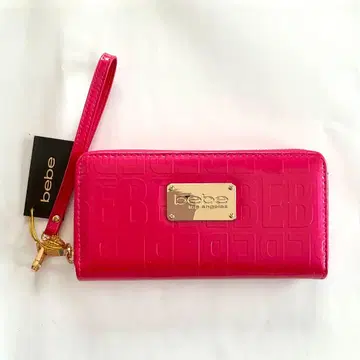 bebe 핑크 장지갑 엠보싱 로고