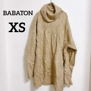 새상품급 BABATON [ XS ] 터틀넥 니트 베이지 롱 기장 원피스