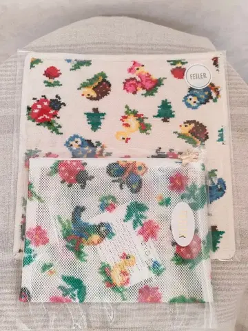 페일러 하이디 메쉬 파우치 M & 손수건 (아이보리) 새상품 특가! 세트