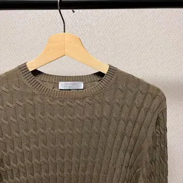 그랑사쏘 니트 케이블 올리브 이탈리아제 코튼