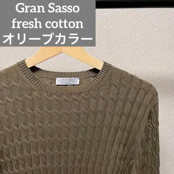 그랑사쏘 니트 케이블 올리브 이탈리아제 코튼