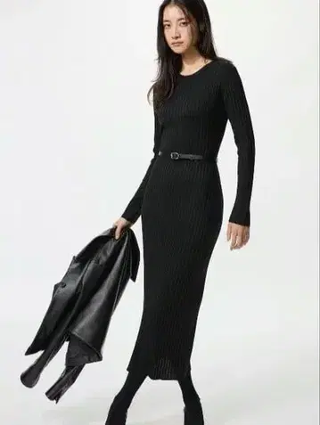 [ UNIQLO ] 메리노 블렌드 와이드 리브 니트 원피스