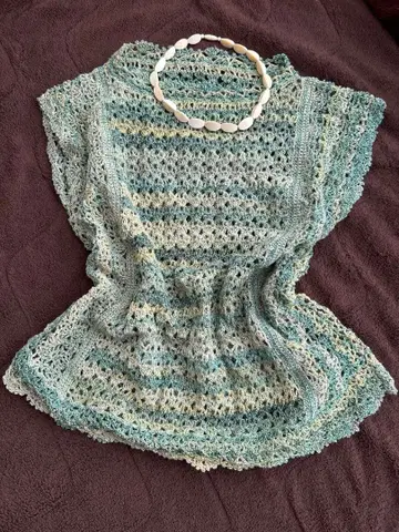 빈티지 핸드메이드 크로셰 니트 베스트 otoe itimi