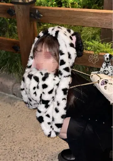 디즈니 101마리 강아지 후드 부착 머플러