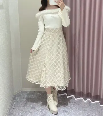 안미르 체크 롱 스커트 페더