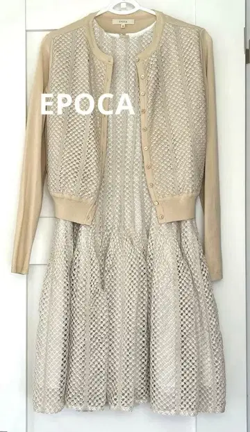[ EPOCA ] 슬리브리스 원피스 드레스&가디건 베이지 38/40