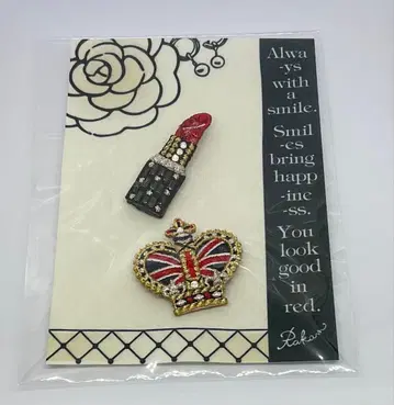 라캄/Rakam 자수 브로치 크라운.왕관 립.루즈