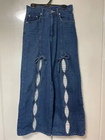 데님 블루 와이드 팬츠 레이스업