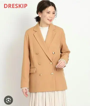 DRESKIP 골드 버튼 테일러드 자켓 카멜