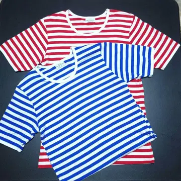 새상품급 Marimekko 마리메꼬 T셔츠 레드 블루 2장 세트 XS