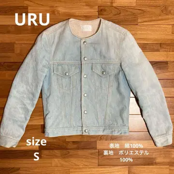 URU TOKYO 남성용 데님 자켓 속기모 노카라 면 100% S