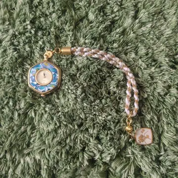 일본 의류 교토 칠보 세공 꽃 문양 회중시계 오비 장식