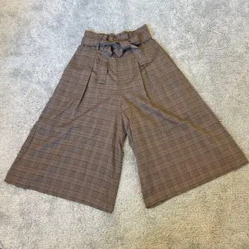 [ JILL STUART ] 체크 무늬 와이드 팬츠 브라운 사이즈 2