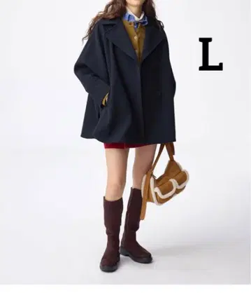 미사용 새상품 GU 코지 멜톤 케이프 코트 L