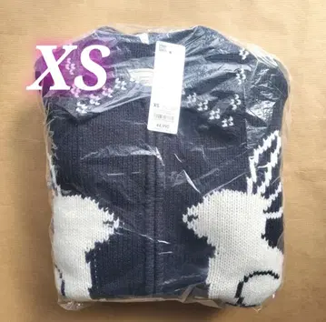 rokh 풀 집업 니트 자켓 GU 네이비 XS 로쿠 토끼