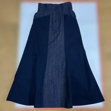 EMMEL REFINES EM 데님 콤비 세미 플레어 스커트 M