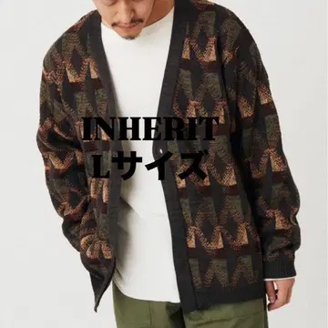 INHERIT 오버 사이즈 자카드 지오메 가디건 L 사이즈