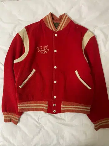 60s 인디언 헤드 바시티 자켓 체인 스티치 울