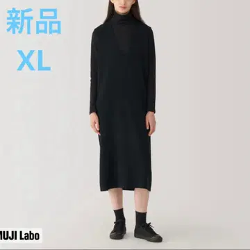 MUJI 무지 라보 더블 페이스 니트 원피스 여성 XL 블랙