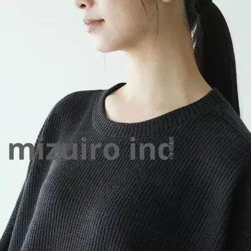 [ 새상품급 ] 미즈이로 인드 와플 패턴 크루넥 와이드 풀오버 F