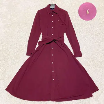 현행 레어 컬러 폴로 랄프로렌 셔츠 원피스 리본  롱